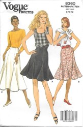 8360 VOGUE VERY EASY FLARE GODET SKIRT 3 LENGTHS PATTERN 8-12
